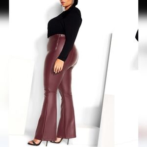 City Chic Burgundy Flare Pants